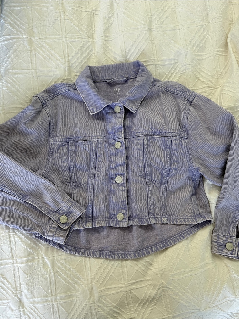 GAP Pale Lavender Cropped Jean Jacket in EUC
